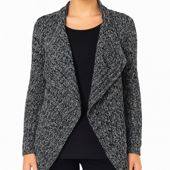 Velvet by Graham & Spencer cardigan sweater black silver cardigan loose SZ MD - Picture 1 of 16
